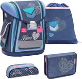 Belmil Schoolspullenset Liefde 19 Liter Polyester Jeansblauw