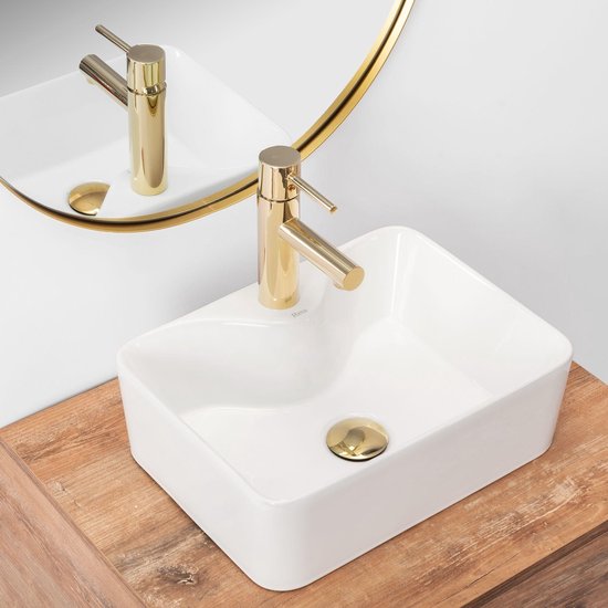 REA Kelly Mini Lavabo à poser / Lavabo - 41 x 31 x 13 cm. - Wit brillant
