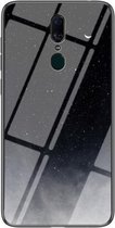 Voor OPPO F11 Sterrenhemel Geschilderd Gehard Glas TPU Schokbestendige Beschermhoes (Star Crescent Moon)