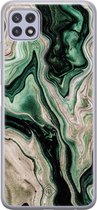 Samsung A22 5G hoesje siliconen - Groen marmer / Marble | Samsung Galaxy A22 5G case | groen | TPU backcover transparant