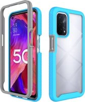 Voor OPPO A54 5G / A74 5G Sterrenhemel Effen Kleur Serie Schokbestendige PC + TPU Case (Lichtblauw)