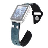 Leren mesriem voor Apple Watch Series 6 & SE & 5 & 4 44 mm / 3 & 2 & 1 42 mm (marineblauw)