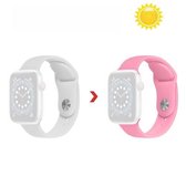 Verkleuring in de zon Siliconen vervangende horlogeband voor Apple Watch Series 6 & SE & 5 & 4 40 mm / 3 & 2 & 1 38 mm (wit veranderen roze)