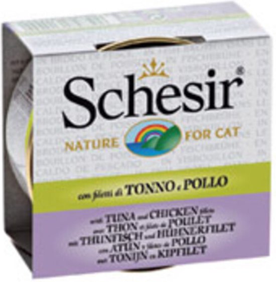 14x Schesir Kattenvoer Gekookte Tonijn en Kip 70 gr
