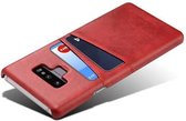 Harde met pu leer bekleed Galaxy Note 9  hoesje met ruimte voor 2 pasjes - rood