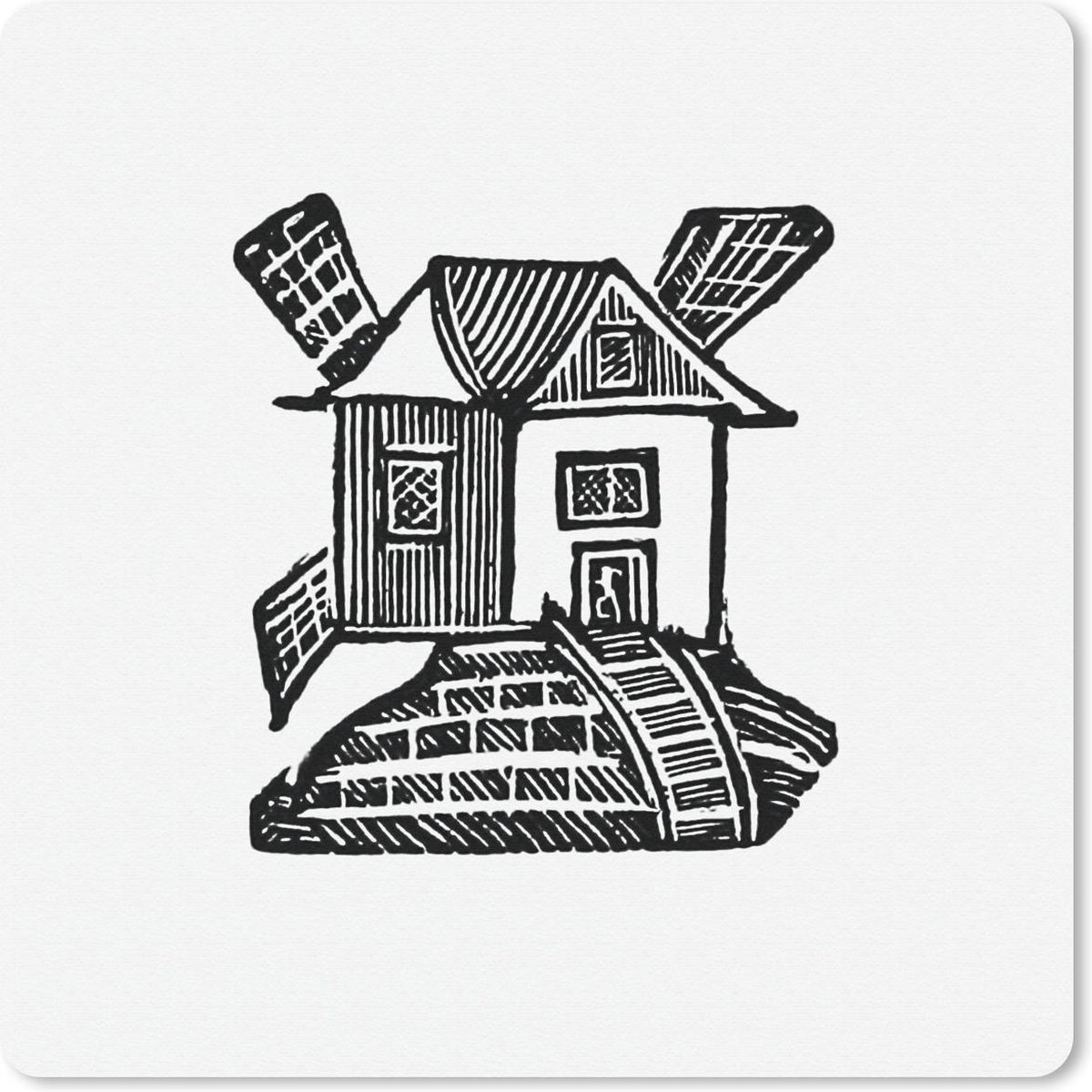 Muismat 20x20 cm - Mousepad Retro - Vintage - Windmolen - Muismatten