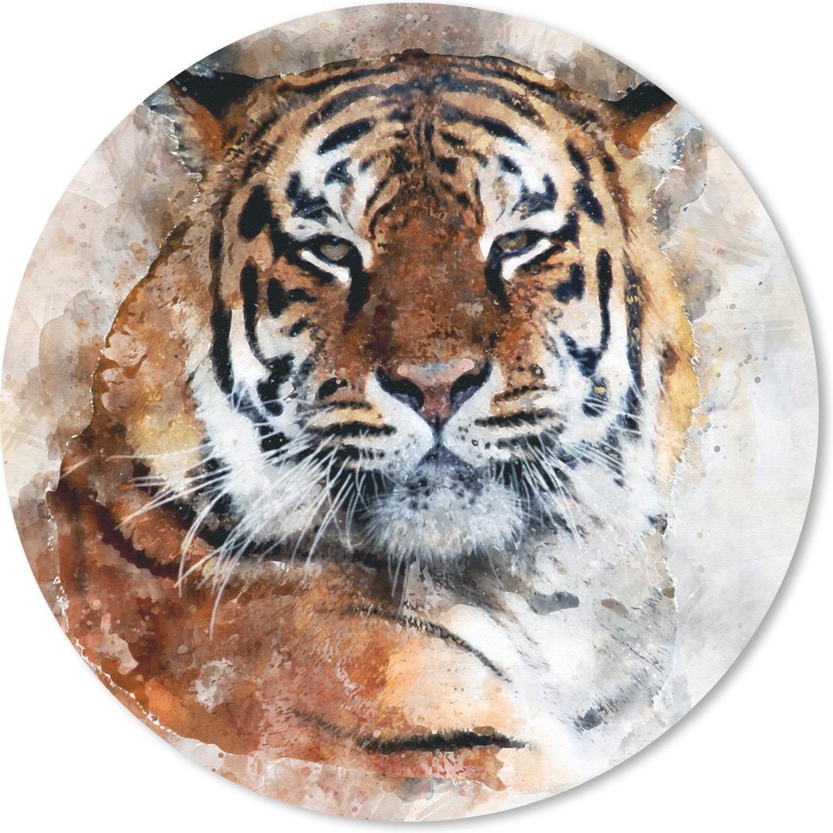 Muismat rond 30x30 cm - Mousepad Tijger - Schilderij - Oranje - Ronde muismatten