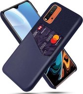 Voor Xiaomi Redmi 9 Power Doek Textuur PC + PU lederen achterkant Schokbestendig hoesje met kaartsleuf (blauw)