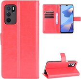 Voor OPPO A16 Crazy Horse Textuur Horizontale Flip Leather Case met Houder & Kaartsleuven & Lanyard (Rood)