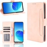 Voor OPPO Reno6 Z Skin Feel Kalf Patroon Horizontale Flip Lederen Case met Houder & Kaartsleuven & Fotolijst (Roze)