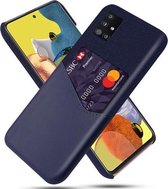 Voor Samsung Galaxy A51 5G Doek Textuur PC + PU Lederen Achterkant Schokbestendig Hoesje met Kaartsleuf (Blauw)