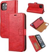 Crazy Horse Textuur Afneembare Horizontale Flip PU Leren Case met Houder & Kaartsleuven & Portemonnee & Fotolijst Voor iPhone 13 mini (Rood)