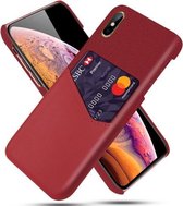 Doektextuur PC + PU-lederen achterkant Schokbestendig hoesje met kaartsleuf voor iPhone XS Max (rood)