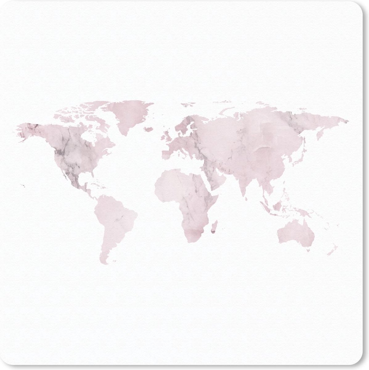 Muismat 20x20 cm - Mousepad Wereldkaart - Marmer print - Roze - Muismatten
