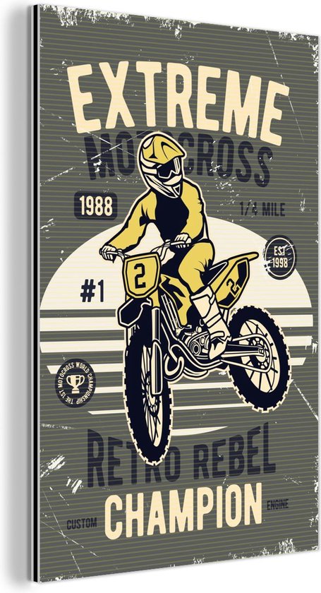 Décoration murale Métal - Aluminium Peinture Industrielle - Moteur - Rétro - Jaune - 100x150 cm - Dibond - Photo sur aluminium - Décoration murale industrielle - Pour le salon / chambre