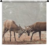 Wandkleed - Wanddoek - Hert - Gewei - Bos - Gras - 60x60 cm - Wandtapijt