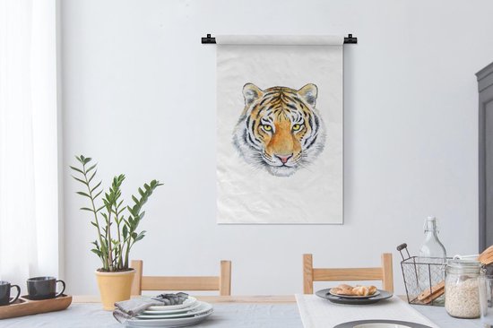 Tapisserie - Toile murale - Tigre - Yeux - Tête - 60x90 cm - Tapisserie