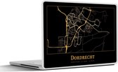 Laptop sticker - 10.1 inch - Kaart - Dordrecht - Luxe - Goud - Zwart - 25x18cm - Laptopstickers - Laptop skin - Cover