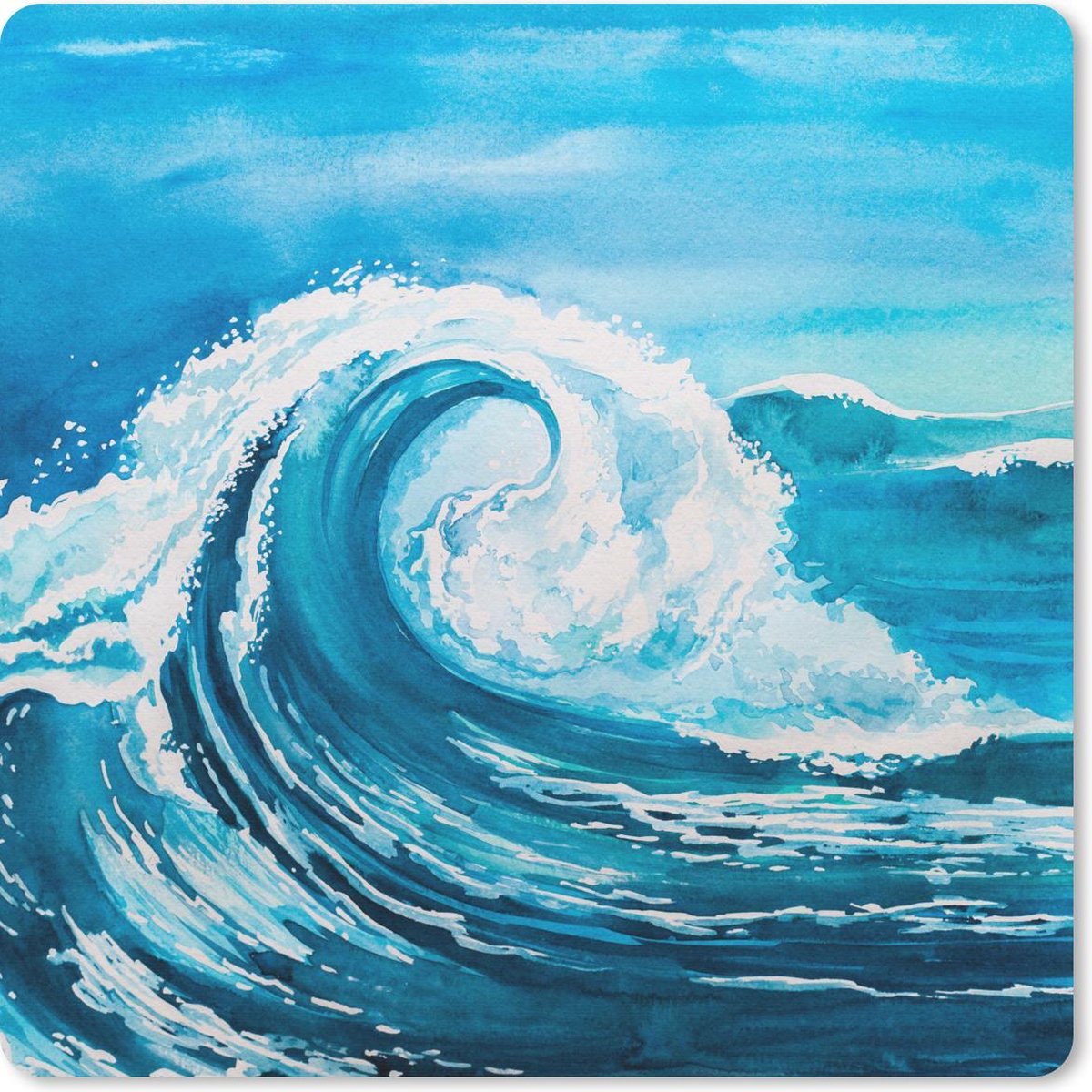 Muismat 20x20 cm - Mousepad Golf - Zee - Waterverf - Muismatten