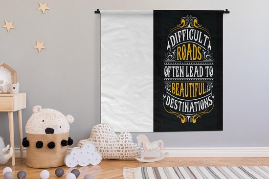 Wandkleed - Wanddoek - Motivatie - Retro - Quote - 120x120 cm - Wandtapijt