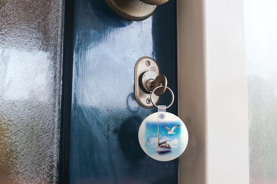 Porte-clés - Bateau - Vogel - Mer - Aquarelle - Plastique - Rond - Cadeaux à distribuer