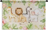 Tapisserie - Chambre d'enfant - Jungle - Animaux - Fleurs - Plantes - 120x80 cm - Tapisserie