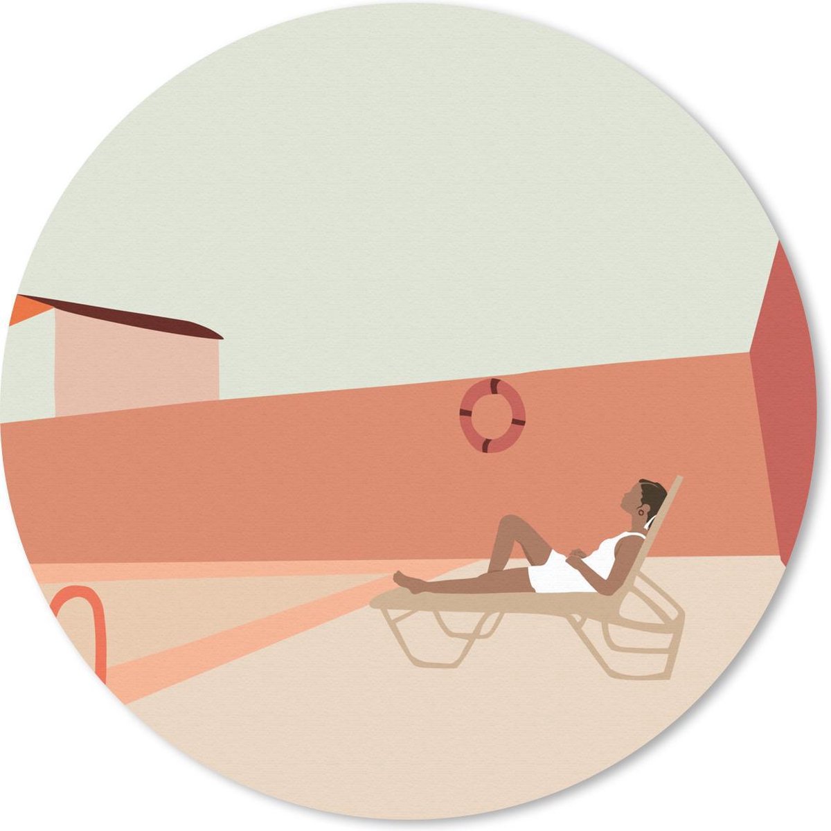 Muismat rond 30x30 cm - Mousepad Vrouw - Zwembad - Zomer - Ronde muismatten