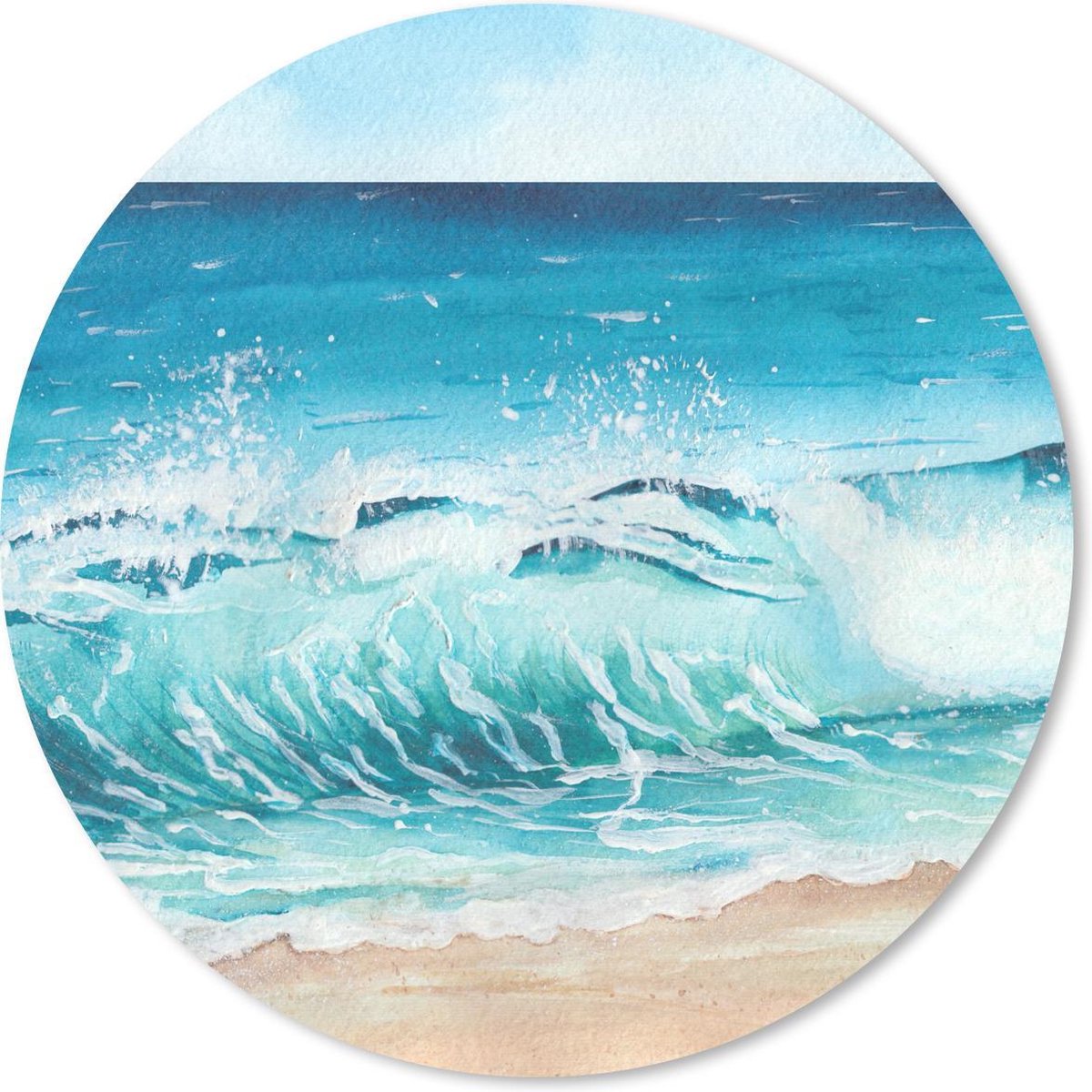 Muismat rond 20x20 cm - Mousepad Golf - Strand - Waterverf - Ronde muismatten