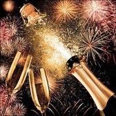 20x pièces Saint-Sylvestre / Serviettes du Nouvel An 33 x 33 cm champagne - Serviettes de fête