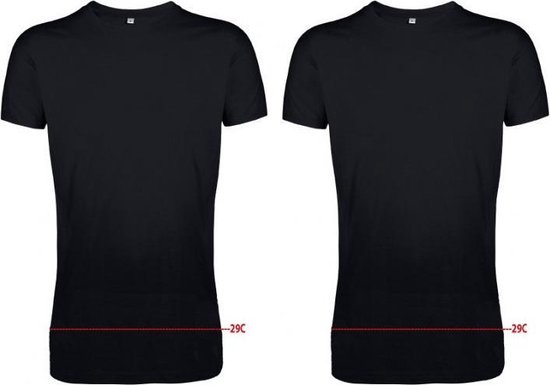 Set van 2x stuks longfit t-shirts zwart voor heren - extra lange shirts, maat: 2XL