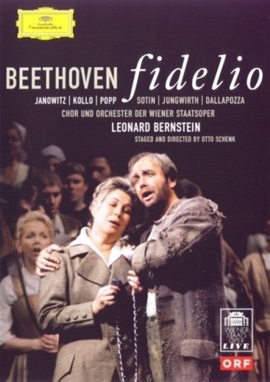 DVD-hoes met "BEETHOVEN fidelio" in witte letters. Centraal twee zingende personen.