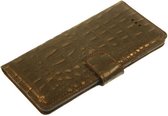 Made-NL vijf pasjes (Samsung Galaxy S10 Plus) book case Bruin Zwart goud Krokodillenprint leer schijfmagneet