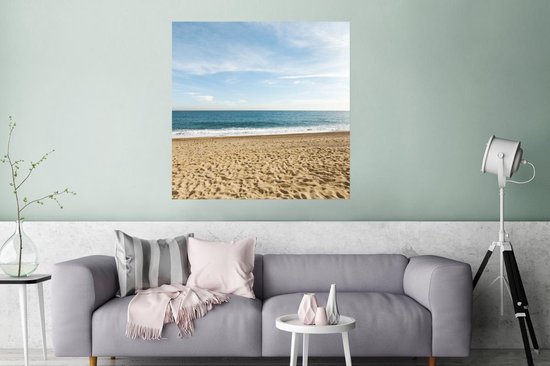 Poster Empreintes de pas dans le sable sur une plage tropicale 75x75 cm - Tirage photo sur Poster (décoration murale salon / chambre) / Poster Paysages / Mer et plage