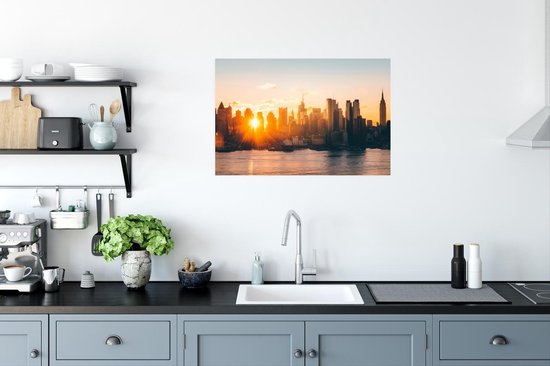 Poster Le lever du soleil sur les toits de Manhattan 60x40 cm - Tirage photo sur Poster (décoration murale salon / chambre)
