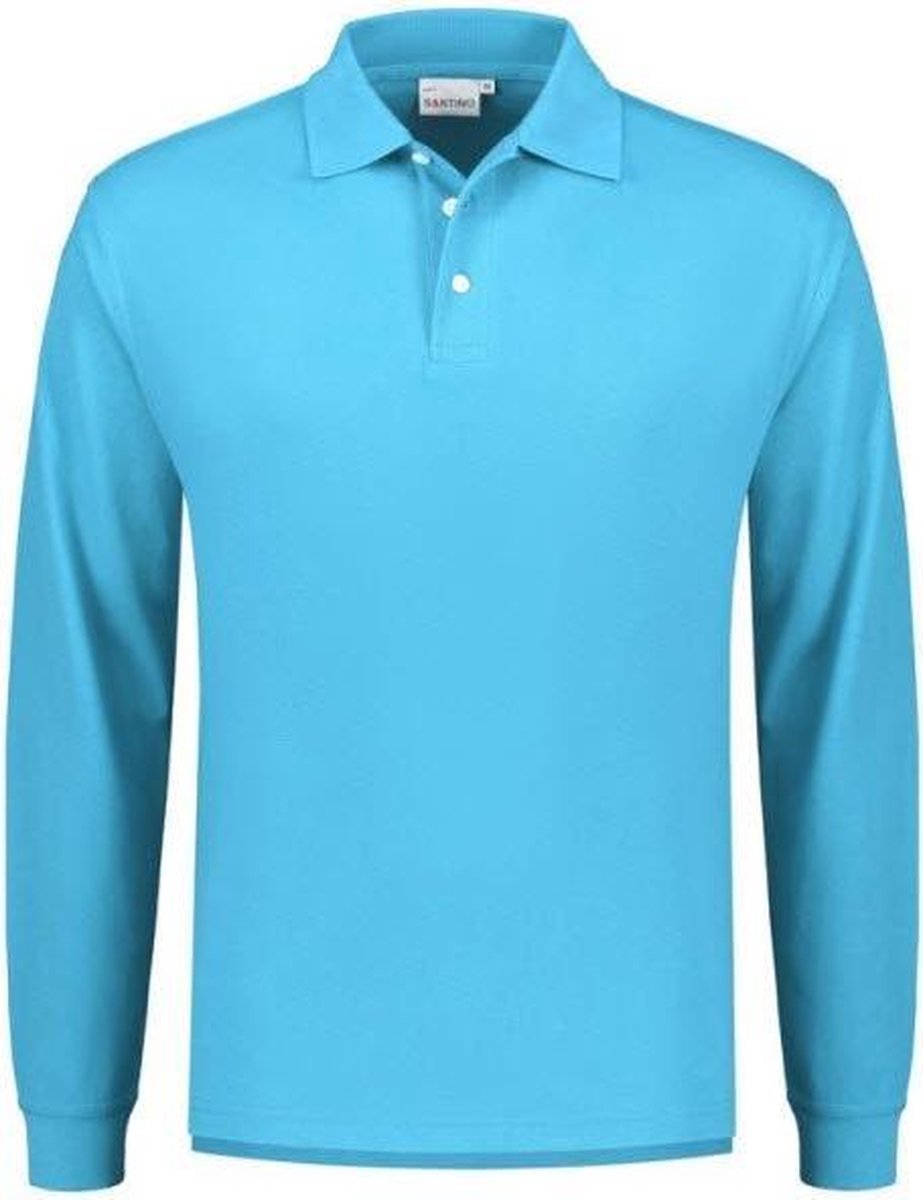 Santino Matt Polo-shirt lange mouwen - Lichtblauw - XXL