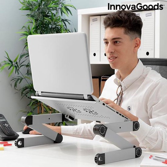 InnovaGoods - Aanpasbare multi-positie Laptoptafel Omnible - Verstelbaar - Opvouwbaar - Aluminium - 360º rotatie