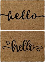 Deurmat DKD Home Decor Hello Bruin Zwart PVC Kokosnoot (2 pcs) (60 x 40 x 1.5 cm)