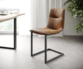 Set-van-4-gestoffeerde-stoel Pia-Adesso bruin vintage sledemodel