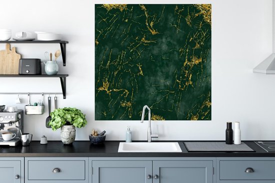 Stickers Stickers muraux - Marbre - Émeraude - Or - 100x100 cm - Feuille adhésive XXL