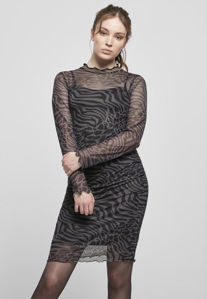 Urban Classics AOP Double Layer Korte jurk S Grijs