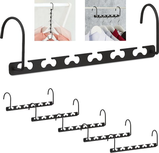 Relaxdays broekhanger ruimtebesparend, set van 3 stuks, kleerhangers voor broeken & rokken, metaal, 40 cm breed, zilver