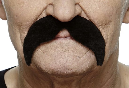 Partychimp Mexicaanse Snor Zelfklevend Nep Snor voor Carnaval Verkleedaccessoire - Zwart - Imitatiebont