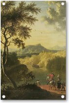 Italiaans landschap met reizigers - Tuinposter 80x120 - Wanddecoratie - Timotheus de Graef - Meesterwerken