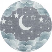 Kinderkamer vloerkleed Funny - Nighty Night - blauw - rond - O 120 cm