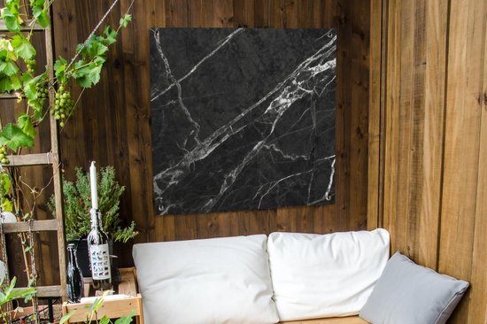 Torchon de jardin Marble - Line - Wit - Zwart - 100x100 cm