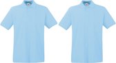 2-Pack maat L lichtblauw polo shirt premium van katoen voor heren - Polo t-shirts voor heren