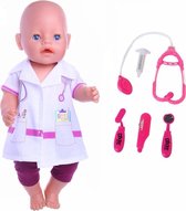 Dolldreams | Dokter speelset geschikt voor pop met lengte 39 - 45 cm zoals Baby Born - Doktersjas, stethoscoop, spuit etc