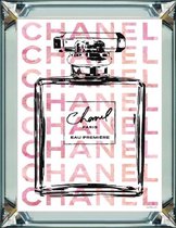 70 x 90 cm - Spiegellijst met prent - Chanel parfum - prent achter glas