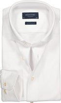 Profuomo Originale slim fit jersey overhemd - knitted shirt pique - wit - Strijkvrij - Boordmaat: 44