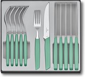 Ensemble de couverts Victorinox Swiss Modern - 12 pièces - Vert menthe - 6 personnes - Avec Couteaux à steak
